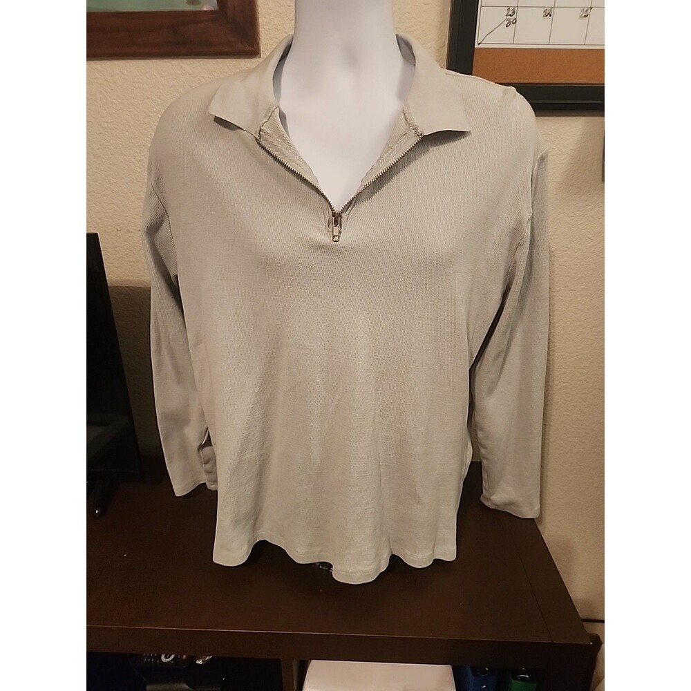 Forever 21 Mens L Gray Waffle Knit Sweater Long Sleeve Pullover Crewneck